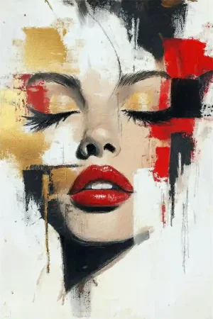 Abstract schilderij gezicht II Aanbieding